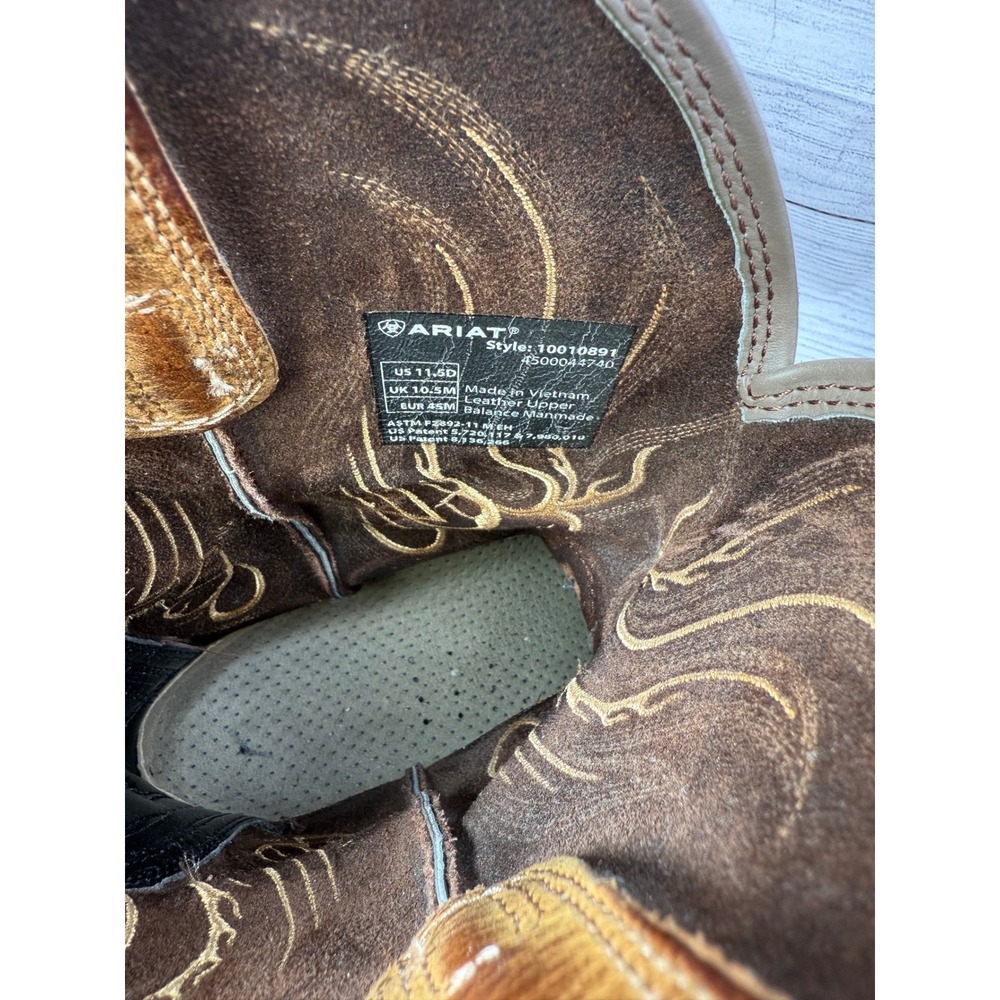 Ariat Mens 11 D Brown‎ Leather Flame Western Cowboy Boots Style 10010891 - Picture 3 of 9